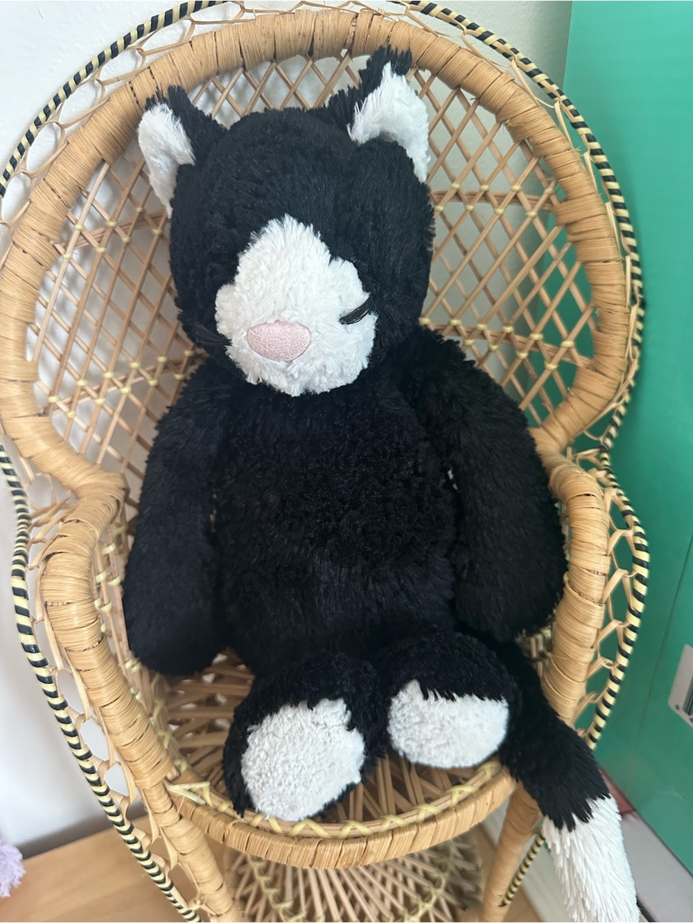 Jellycat Medium Bashful Black and White Kitten